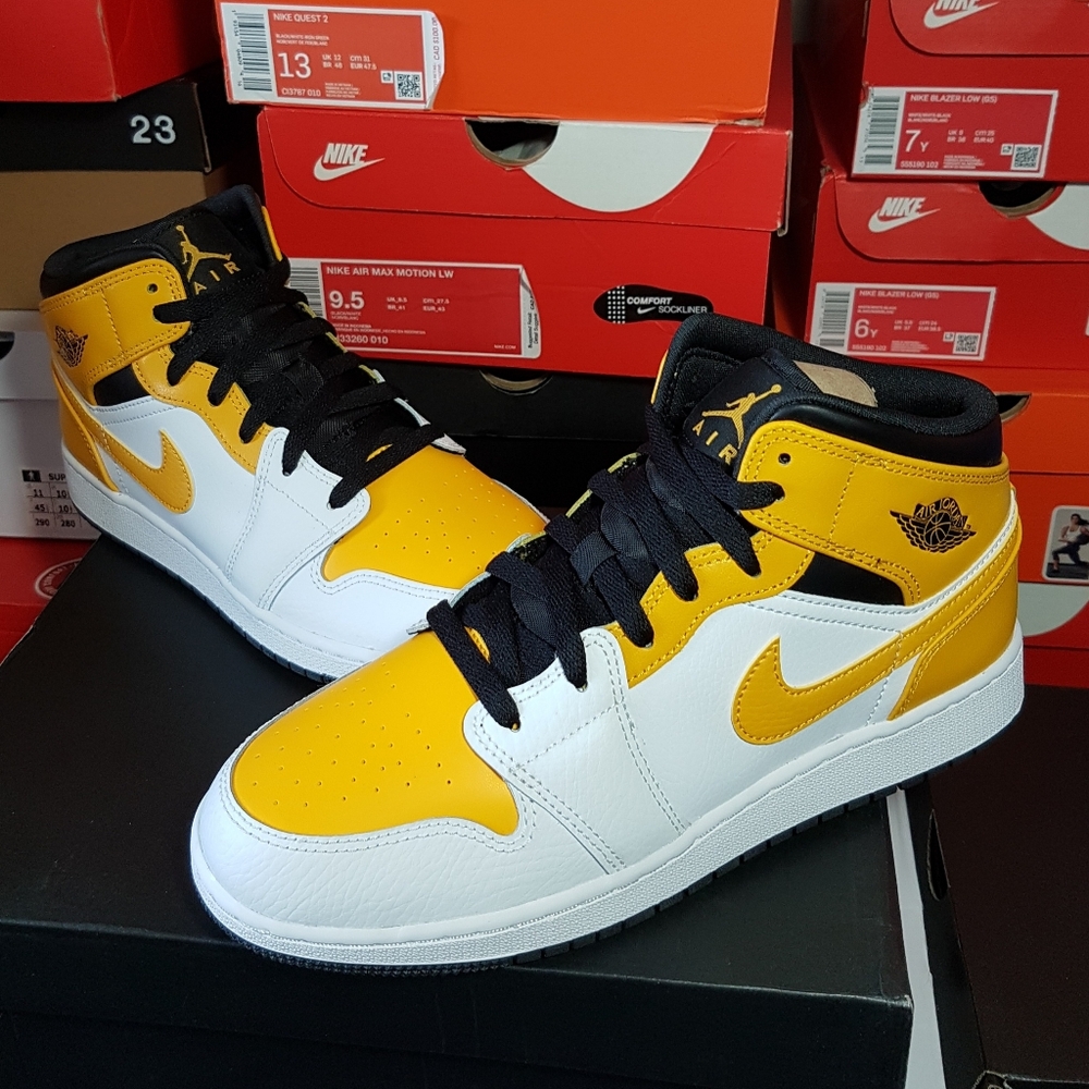 AIR JORDAN 1 MID WHITE/GOLD WOMEN'S US SIZE 8.5 BRAND NEW IN BOX